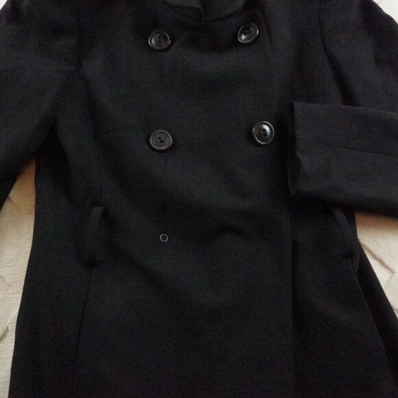 charles chang lima Double Breasted Blazer Jacket Womens 10 Black Wool Blend - Picture 2 of 12